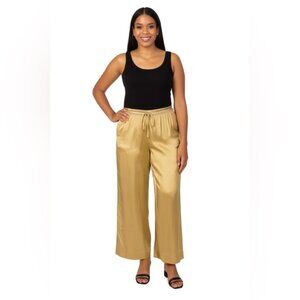 Lane Bryant Designs & Co Gold Satin Wide-Leg Pants Size XL